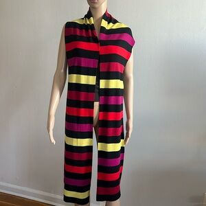 SONIA RYKIEL | RYKIEL HOMME Wool Black Multicolor Striped Long Scarf MEN’S